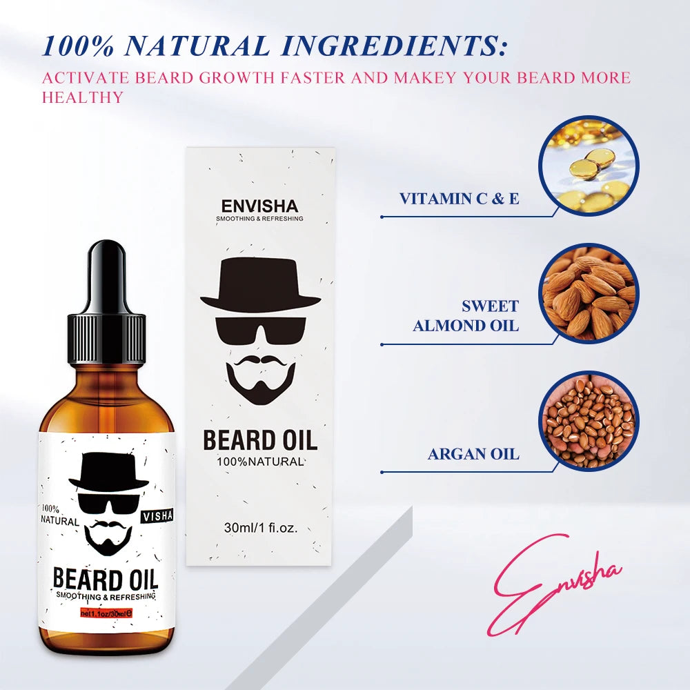 ENVISHA Growth Beard Care Oil & Cream - Thicker, Fuller Beard for Men