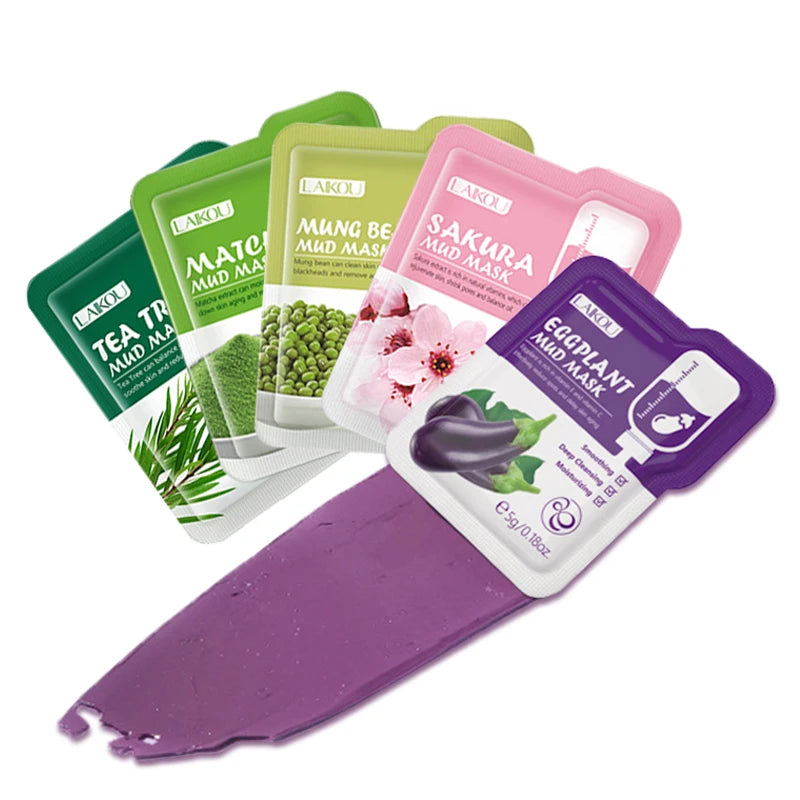 50pcs LAIKOU Sakura Mud Masks - Moisturizing, Anti-Aging, Anti-Acne, Deep Cleansing Facial Clay Masks for Skincare and Beauty.