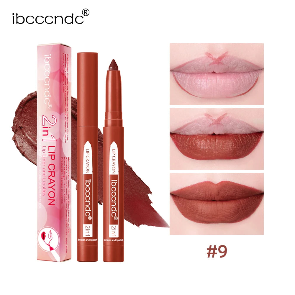 Rotary Lipliner Lipstick Pen - Durable, Waterproof, Lusterless Lipstick in 12 Colors with Pencil Sharpener.