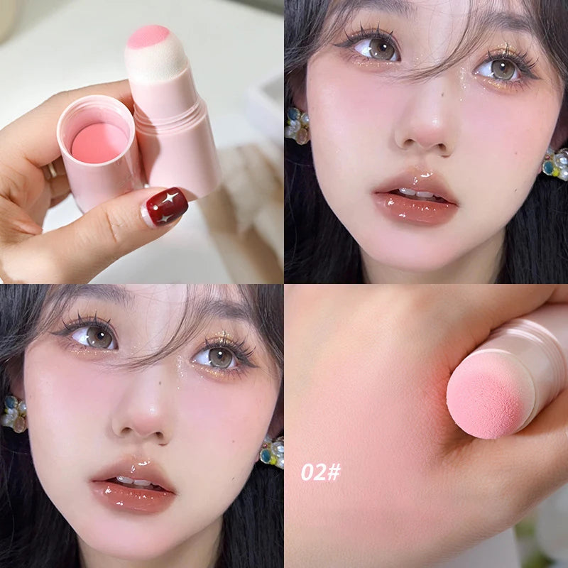 Soft Fog Blush Stick - Energetic & Bouncy, Korean-Style Dual-Use for Lips and Cheeks, Brightening Natural Color for a Vitality Look.