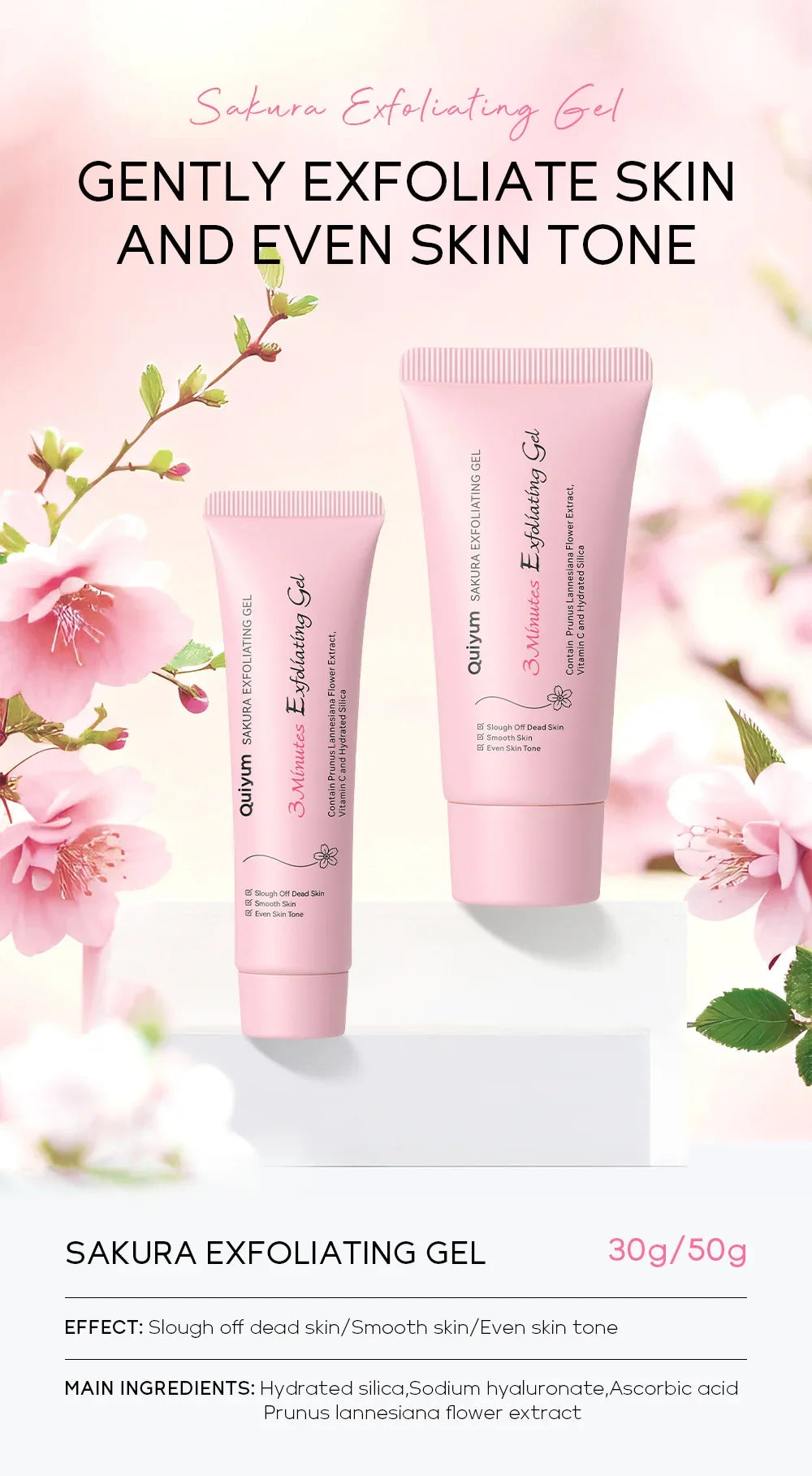 LAIKOU Sakura Exfoliating Peeling Gel - Moisturizing, Nourishing, and Repairing Facial Scrub for Beautiful Skin Care.