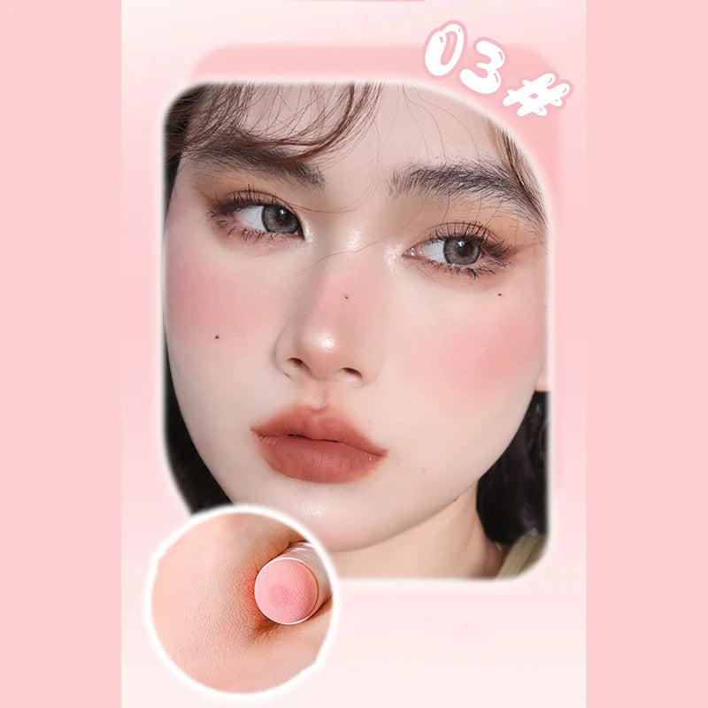 Soft Fog Blush Stick - Energetic & Bouncy, Korean-Style Dual-Use for Lips and Cheeks, Brightening Natural Color for a Vitality Look.