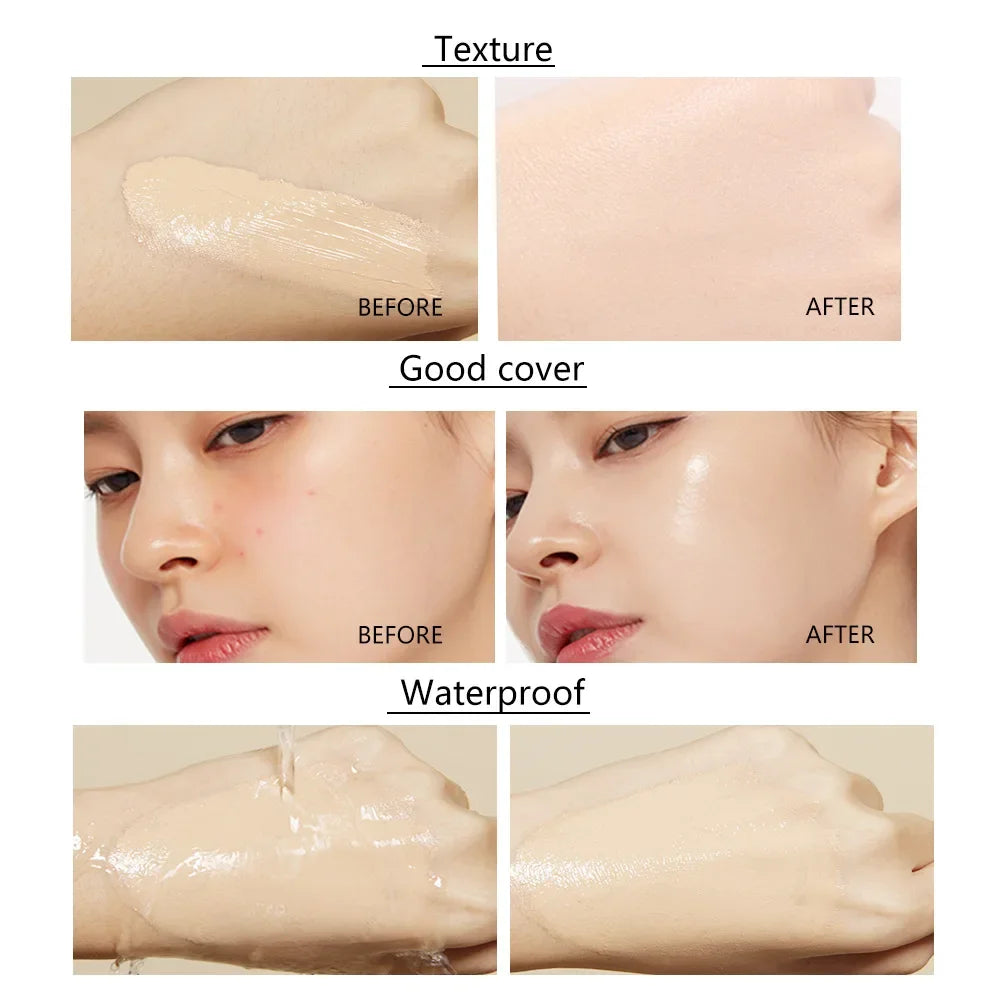 Liquid Foundation - Naturally Covers Flaws, Conceals Blemishes, Transparent Finish, and Without Sticking Powder.