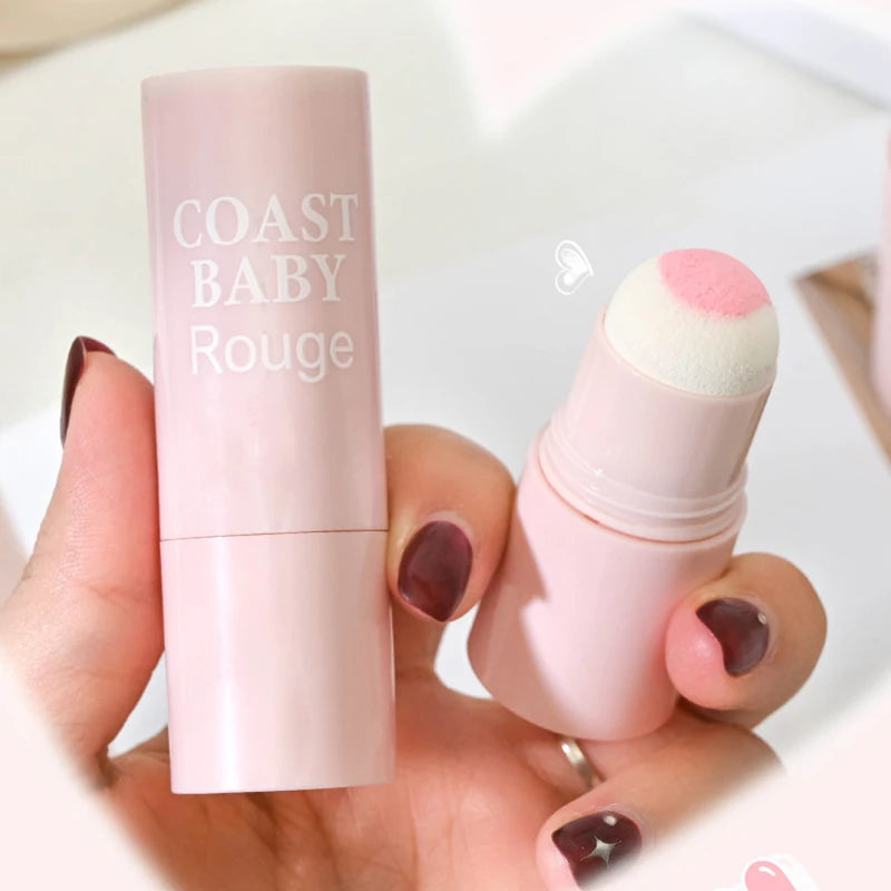 Soft Fog Blush Stick - Energetic & Bouncy, Korean-Style Dual-Use for Lips and Cheeks, Brightening Natural Color for a Vitality Look.