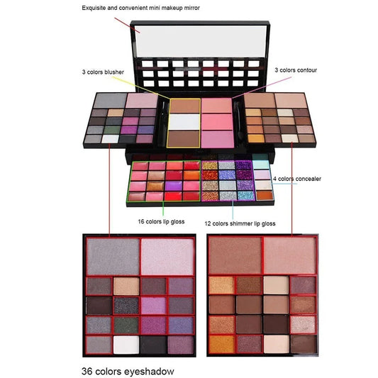 78-Color Glitter Eyeshadow Palette - Matte, Waterproof, Long-Lasting Pressed Powder Makeup Kit