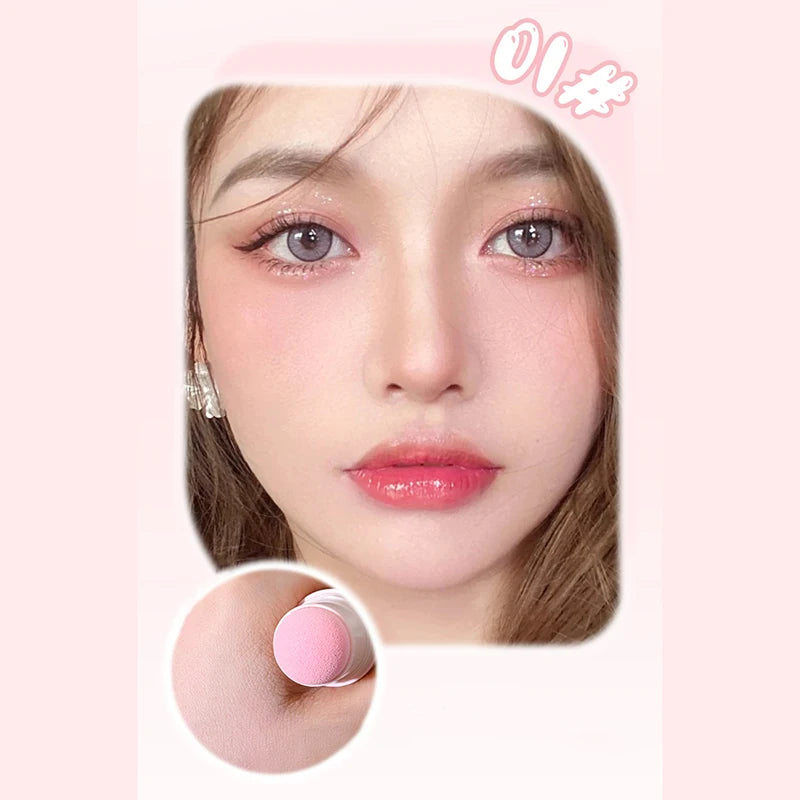 Soft Fog Blush Stick - Energetic & Bouncy, Korean-Style Dual-Use for Lips and Cheeks, Brightening Natural Color for a Vitality Look.