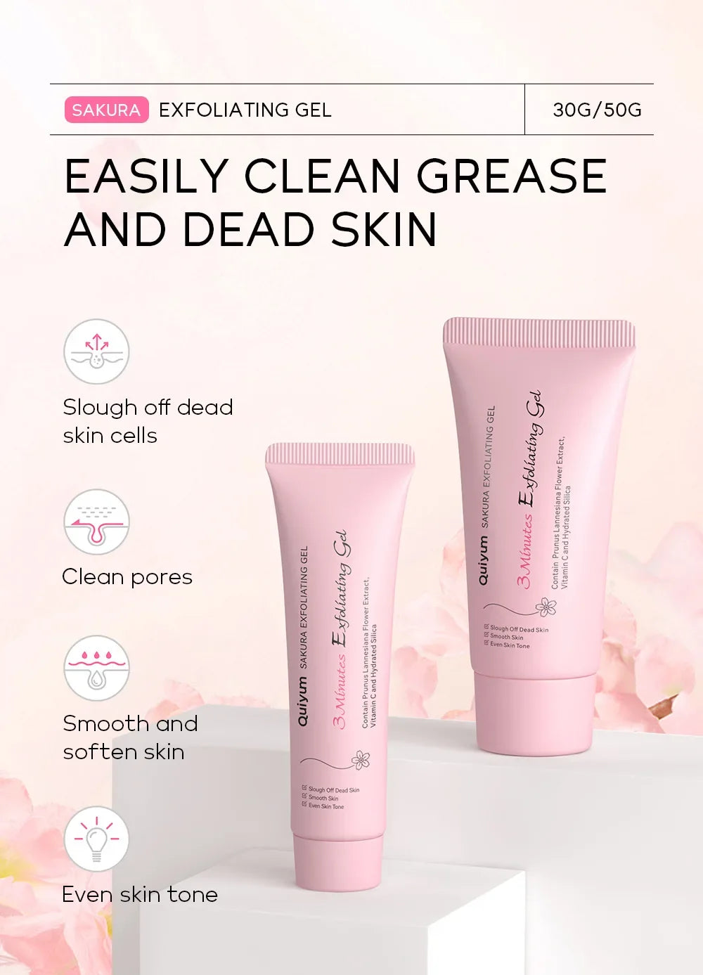 LAIKOU Sakura Exfoliating Peeling Gel - Moisturizing, Nourishing, and Repairing Facial Scrub for Beautiful Skin Care.