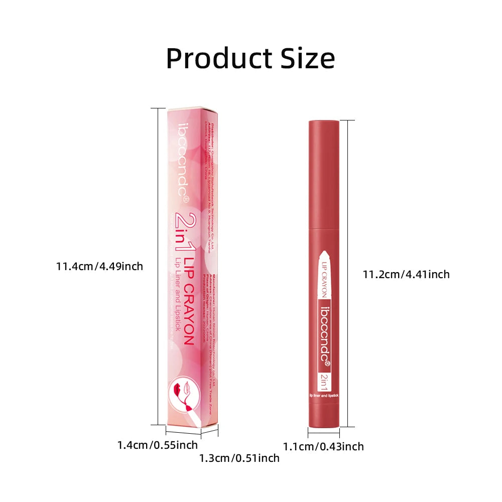 Rotary Lipliner Lipstick Pen - Durable, Waterproof, Lusterless Lipstick in 12 Colors with Pencil Sharpener.