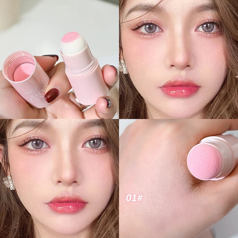 Soft Fog Blush Stick - Energetic & Bouncy, Korean-Style Dual-Use for Lips and Cheeks, Brightening Natural Color for a Vitality Look.