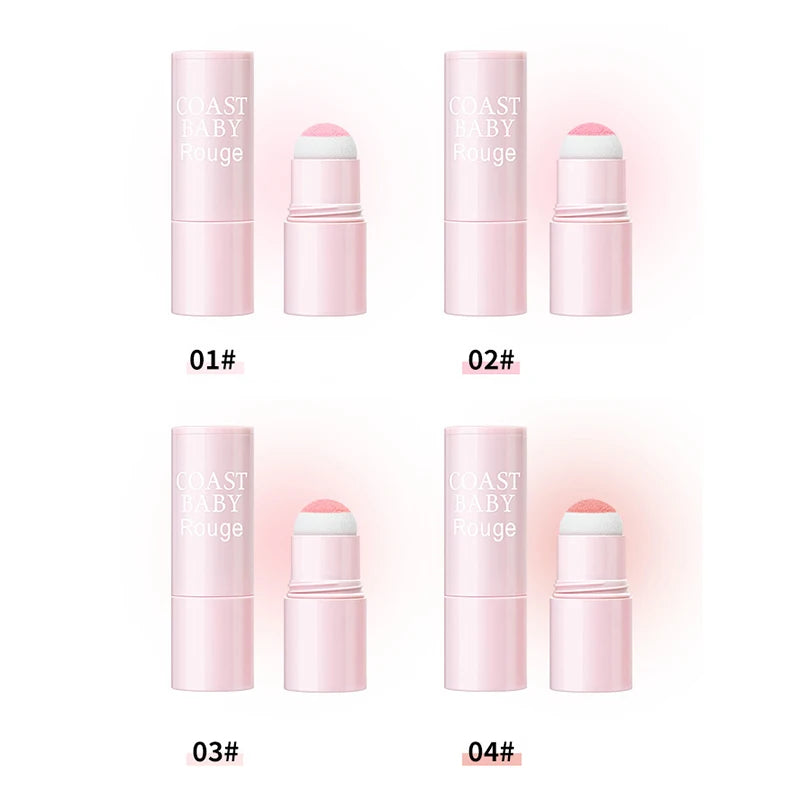 Soft Fog Blush Stick - Energetic & Bouncy, Korean-Style Dual-Use for Lips and Cheeks, Brightening Natural Color for a Vitality Look.