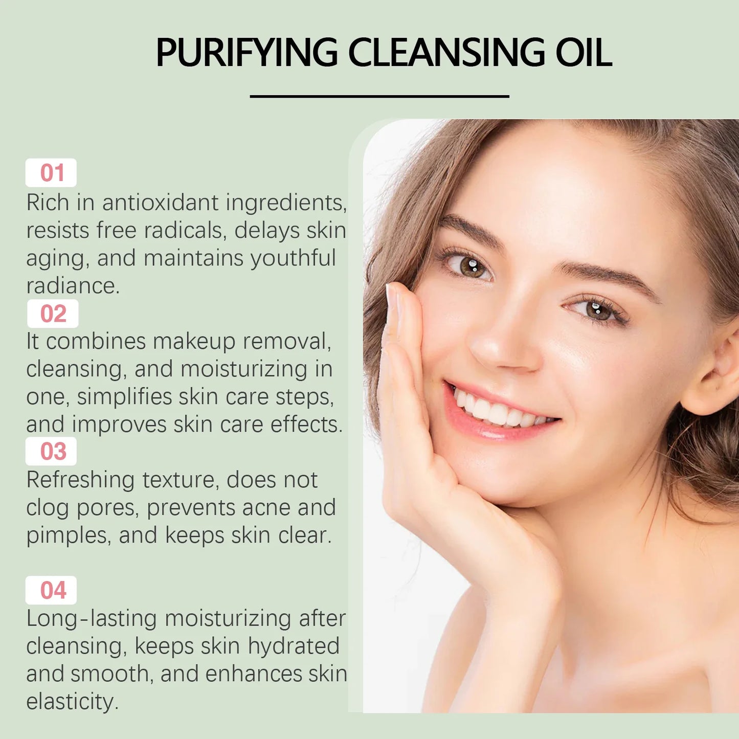 Makeup Removal Oil - Purifies Pores, Shrinks Pores, Refreshing, Non-Irritating Cleansing Oil for Blackhead Removal and Skin Soothing.